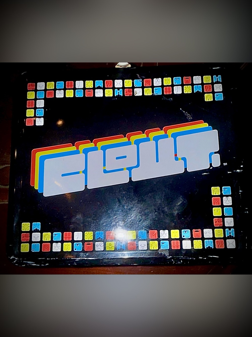 Eight Retro Game/Storage Tin - Black with Multicolor Accents